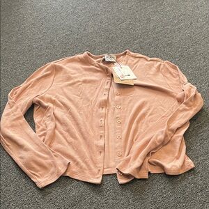 LOFT Soft Pink Button-Up Cardigan